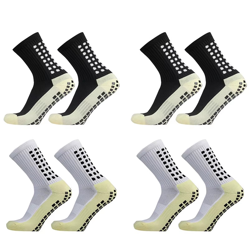 1/4 Pairs Anti-Slip Soccer Women Men Outdoor Sport Grip Football Yoga Socks